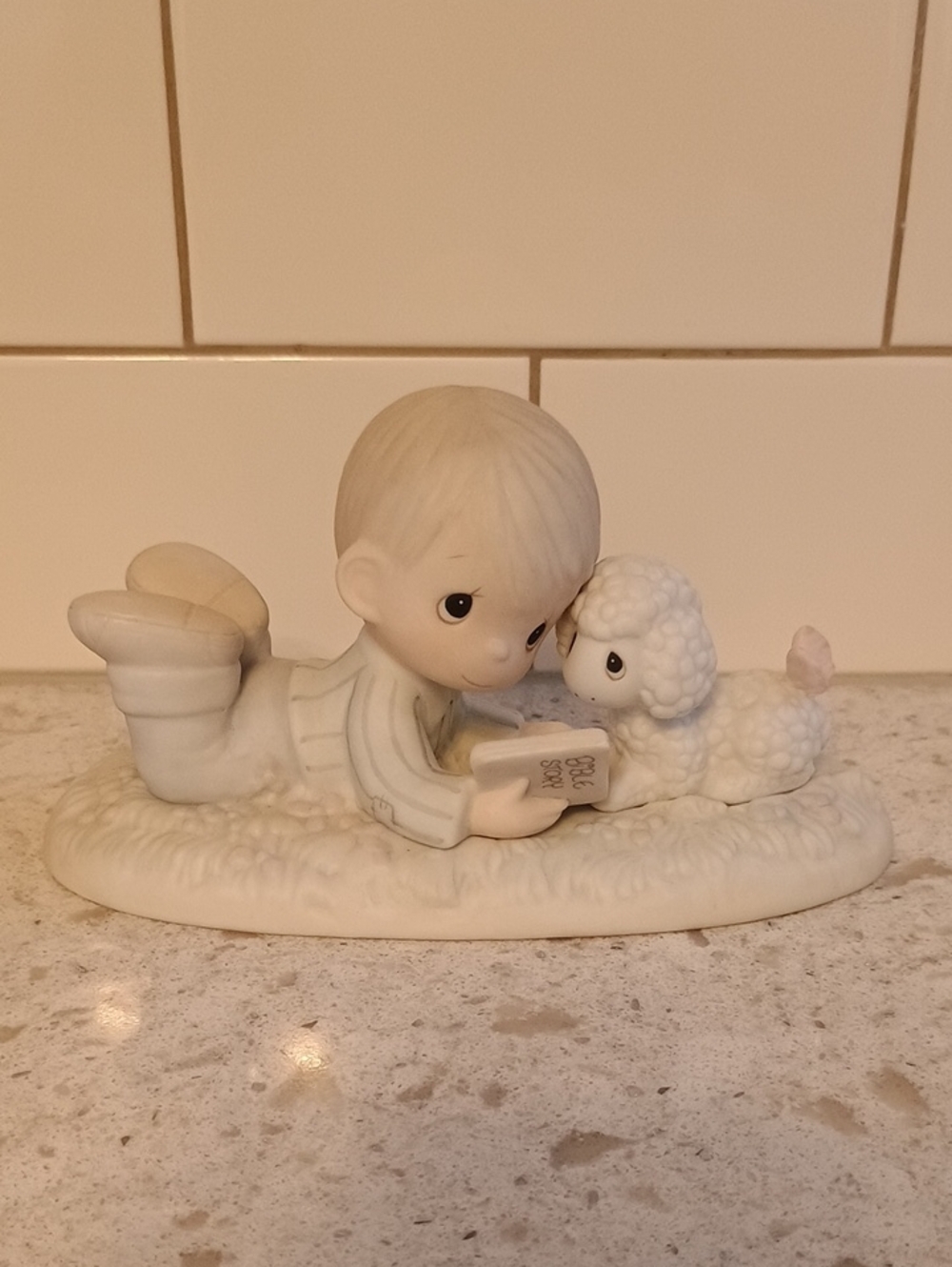 1984 Porcelain Boy Reading to Lamb Figurine - "I Love To Tell The Story"